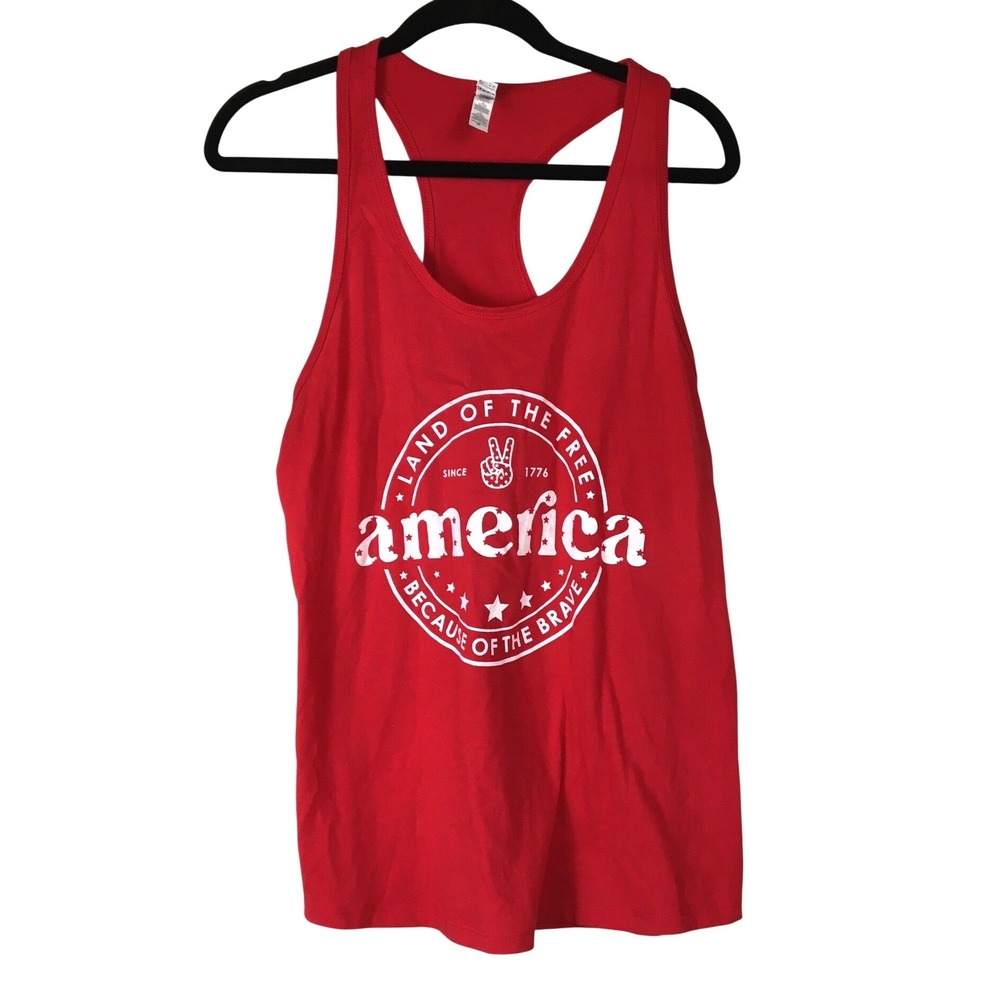 Next Level Ideal T Red‎ America Land of the Free Racerback Tank Top XL
